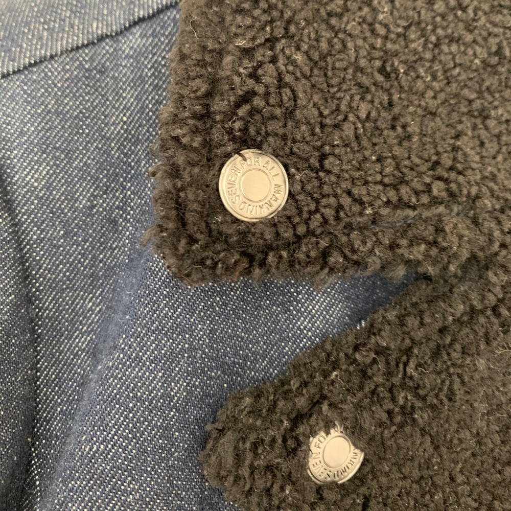 7 For All Mankind Denim Shearling Moto Jacket - Picture 6 of 11